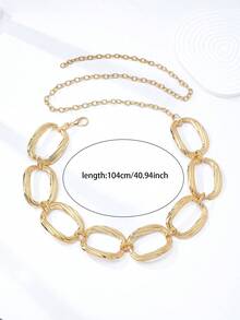 1 Pc Adjustable Oversized Waist Chain Belt For Women, Large Oval Link Body Jewelry For Dresses, Festival, Wedding - Waist Cincher Accessories - Oval Adjustable Waist Chain - View 3
