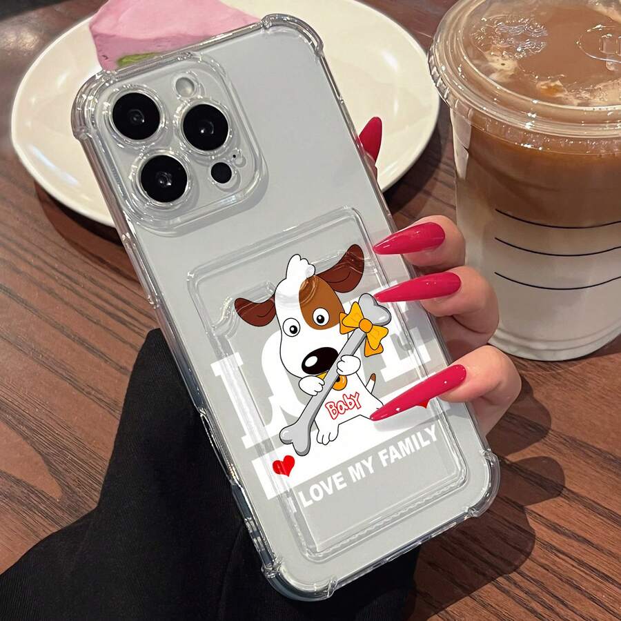Lindo perro de dibujos animados con un hueso y un lazo. Esta elegante funda es compatible con Samsung, Apple, OPPO, , etc. Fabricada en TPU flexible, resistente a golpes y arañazos, ofrece una excelente protección contra caídas y un agarre cómodo. Es un regalo ideal para familiares, amigos y seres queridos, ideal para festivales, fundas para iPhone, San Valentín y artículos de . - transparente - Ver 1