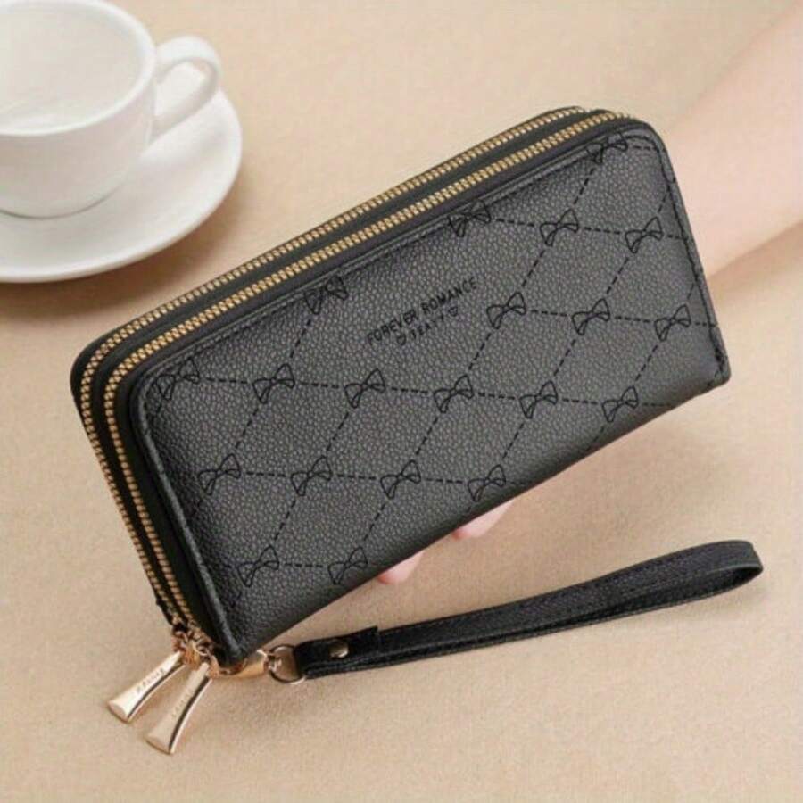 TJY Ladies PU Wallet Long Purse Phone Card Holder Case Clutch Large Capacity - Black - View 1