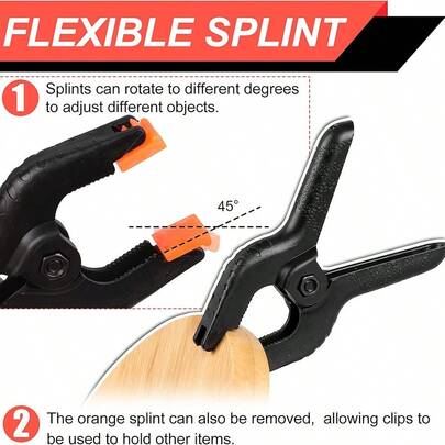 8 piezas de pinzas de plástico con resorte, pinzas pequeñas de 3.5 pulgadas de gran resistencia, adecuadas para manualidades, soportes de fondo, carpintería, estudio de fotografía (negro)