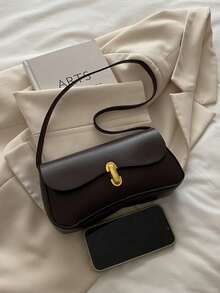 Bolso de hombro/axila elegante con estampado de leopardo en bloques de color vintage, bolso de mujer con estampado de leopardo, el regreso del estampado de leopardo - Café - Ver 3