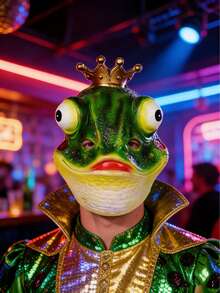 青蛙王子面具，嘉年华化装舞会酒吧，趣味化装舞会表演道具，恶作剧和有趣的头饰 - 彩色 - 查看 11