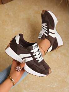 Shoes Retro Chunky Sneakers Instep Bulky Running Sneakers For Women, Shoes For Women - Màu nâu được nâng cấp - Xem 6