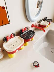 Disney Mickey/Minnie Cartoon Soap Dish - Drainable Soap Holder For Bathroom Countertop Home Use - Color - View 2