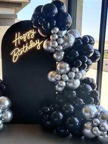 14/34/64/103/163/236个黑色加厚乳胶气球，不同尺寸（18、12、10、5英寸）黑色气球拱门套装，适用于迎婴派对、生日、性别揭晓派对、毕业典礼、结婚纪念日、退休派对、万圣节、新年、赌场游戏、单身派对装饰。 - 黑色 - 查看 9