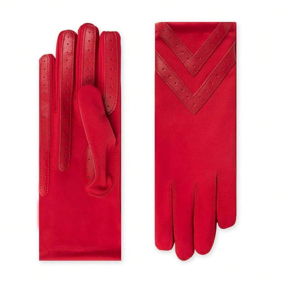 Womens Spandex Touchscreen Cold Weather Gloves With Warm Fleece Lining And Details - Chilli-smartdri - View 1