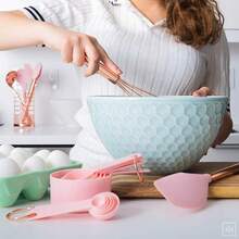 Copper And Pink Kitchen Utensils Set - 17-Piece Silicone CooFKing Tools With Copper Utensil Holder And Pink Measuring Cups And Spoons For BaFKing And Everyday CooFKing - Stylish Kitchen Accessories - 粉紅色和銅色 - 查看 7