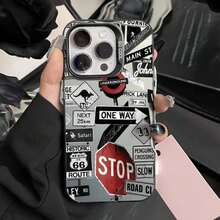 Street Sign Letter Graphic Anti-Drop Phone Case Compatible With IPhone 16/17/14 Pro Max, Fashionable New Model 13, 15, Suitable For 12/12 Pro, 11, 13 Pro Max, Unisex - Multicolor - View 4