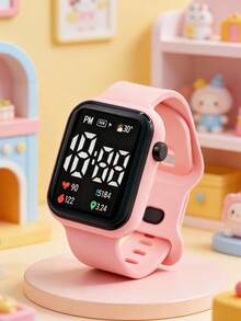 2pcs Battery Powered Fashion Electronic Watch, LED Display, Soft Silicone Strap, Rectangular Dial, Time Display Only, Suitable For Daily Wear, School, Sports, Gifts - Multicolor - View 5