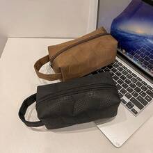 Bolsa cosmética con relieve multifuncional, bolsa de aseo, bolsa de almacenamiento portátil, bolso de viaje, bolsa de almacenamiento, bolsa de almacenamiento multifuncional de alta calidad y nicho minimalista urbano de gran capacidad, bolsa cosmética, esencial para el período escolar, regalo para el período escolar - Una pieza - Ver 2