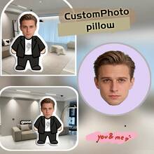 1 Personalized Fun Face Pillow - Customized Photo Double Sided Printing, Customized Face Pillow - Home Style, Ideal Gift For Birthday, Thanksgiving, Christmas - Black Coat - View 4