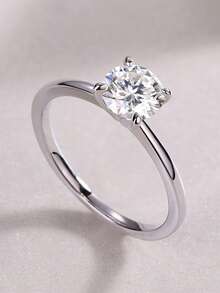 925 Sterling Silver Moissanite Ring, Suitable For Banquet, Party, Official Occasions, Festivals, Valentine's Day, Engagement, Wedding, Anniversary, Birthday Gift, With Certificate - Silver - View 8