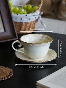 Ceramic Cup Set, High-End Luxury Coffee Cup & Saucer, Retro Home Latte Cup, Mug, Tea Cup - Multicolor - View 6