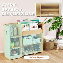 aosom AIYAPLAY Toy Storage Shelf For Children Ages 3-8 With Open Shelves And Compartments, Children's Furniture In MDF, 92x29x79 Cm, Wood Color - Apricot - View 4