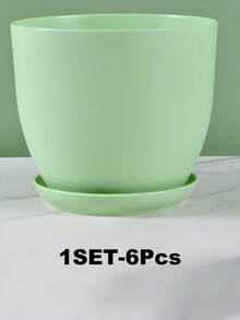 6pcs Classic Plastic Flower Pots With Trays - Lightweight, Suitable For Indoor/Outdoor Use, Great For Gardening And Lawn Care, Indoor/Outdoor Gardening And Lawn Care, These Planters Make An Excellent Gift For All Gardening Enthusiasts On Earth Day, World Environment Day, National Forest Week, New Year, Housewarming, Birthday And More - Multicolor - View 11