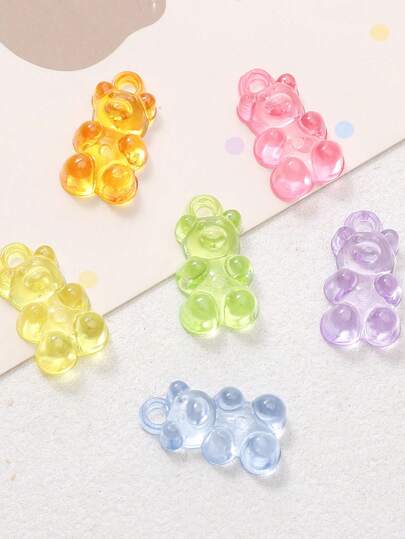 beadia 10/30pcs 11x21mm Acrylic Candy Colored Bear Pendant, Transparent, DIY Jewelry Making Kit For Necklaces, Bracelets, And Crafts,Creative Discovery