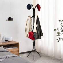Coat Stand Coat/Hat/Jacket/Umbrella Floor Standing Rack Clothes Hanger  Hooks - Black - View 7