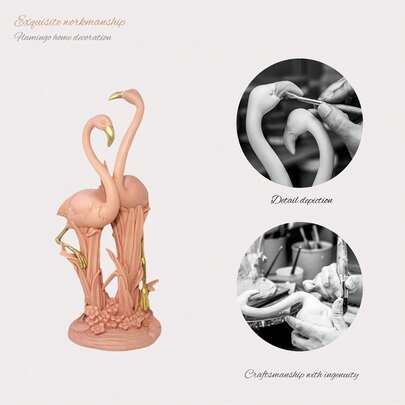 Tượng chim hồng hạc đôi lãng mạn 30cm bằng nhựa – Màu hồng với mỏ vàng, kết cấu lông chân thực, thiết kế chim tình yêu, phong cách mộc mạc lãng mạn, đồ trang trí hình động vật với chi tiết hoa trên đế – Trang trí bàn trong nhà cho phòng khách, phòng ngủ, bàn cà phê – Hoàn hảo cho quà tặng Ngày Valentine, kỷ niệm và sinh nhật.