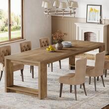 Tribesigns 86.61-Inch Dining Table For 6-8, Farmhouse Narrow Kitchen Table With Wood Pedestal Base, Extra Long Rectangular Dinner Table For Living Room, Dining Room And Kitchen, Natural Oak - 天然橡木 - 查看 3