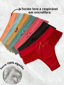 Kit Of 5 High-Rise Panties With Sexy Lace For Everyday Comfort - Flor - Nhiều màu - Xem 2