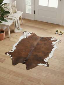 1 pieza Alfombra de cuero sintético de lujo, diseño de estampado de vaca estilo occidental, alfombra de cuero sintético de pelo corto para otoño/invierno, alfombra decorativa, decoración de dormitorio, alfombra pequeña, alfombra, decoración del hogar, alfombra de sala de estar, alfombra pequeña de sala de estar, alfombra de dormitorio, decoración del hogar de sala de estar, alfombra de exterior, alfombra lavable - Multicolor - Ver 4