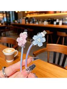 3D Flower Design Apple 40W Charger Protective Case, Data Cable Protector Cover - Clear - View 6