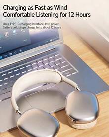RB-300HB Bluetooth Headphones, Long Battery Life, High-Quality Sound, Bluetooth 5.4, Comfortable Wear, Compatible With Apple & Android Smartphones, White & Silver - White Sand Silver - View 8