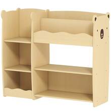 aosom AIYAPLAY Toy Storage Shelf For Children Ages 3-8 With Open Shelves And Compartments, Children's Furniture In MDF, 92x29x79 Cm, Wood Color - Apricot - View 2