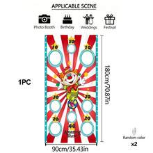 1件嘉年华马戏团主题派对投掷沙包游戏背景布，尺寸135*76/180*90厘米，马戏团主题派对，适合户外投掷游戏，完美的户外派对游戏道具，儿童生日礼物 - 彩色 - 查看 4