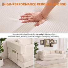 Dragonpad 5-In-1 Convertible Oversized Corduroy Sofa Bed With 2 Pillows, 78.8inch Wide Sleeper Futon Couch, Sturdy Frame, No Assembly Needed, Multi-Functional Floor Chaise Lounge For Living Room & Bedroom - 米色 - 查看 7