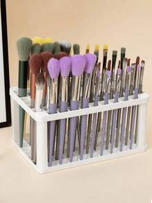 360 Degree Rotating Makeup Brush Holder, Dustproof Eyeshadow Brush Bucket, Vanity Desk Organizer - Multicolor - View 2
