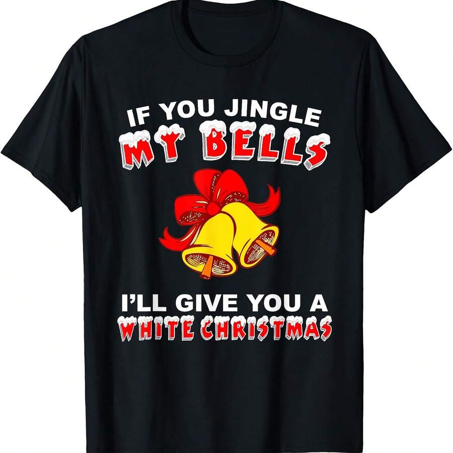 Camiseta navideña divertida e inapropiada "Jingle My Bells" - Negro 2 - Ver 1