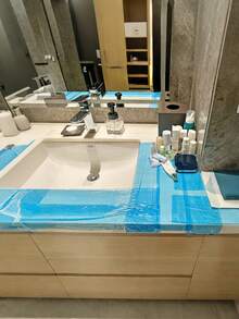 一次性厕垫隔离膜，污垢隔离，防污，开关，水管，浴室贴纸，污渍隔离，一次性蓝色隔离膜，防污膜，旅行马桶，水槽，小卷防污膜，保护膜，隔离膜，酒店，旅行，商务旅行，旅行必备 - 彩色 - 查看 3