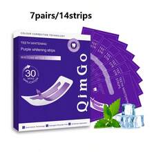 Tiras blanqueadoras de dientes de color púrpura + Adhesivo seco PAP+, Blanqueamiento de dientes, Tiras blanqueadoras, Limpieza profunda, Cuidado oral, Tiras blanqueadoras, Aliento fresco, Tiras blanqueadoras, Adecuado para viajes y uso en el hogar, Blanqueamiento púrpura, Adhesivo seco - Morado + PAP + Adhesivos secos + Tiras blanqueadoras de dientes - Ver 13
