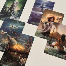 12*7厘米塔罗牌，附带指南手册，适合初学者，可用于娱乐派对、饮酒游戏，塔罗牌插图精美，充满奇幻艺术风格，卡片坚固耐用，边缘光滑，可用于占卜，也可作为灵性派对的主持人道具。 - 藍色 - 查看 6