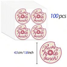 100pcs Donut Party Stickers | 1.8 Inch Donut Stickers | Donut Theme Birthday Party Supplies, For Birthday Party Gifts Or Gift Packaging Seals - A - View 9