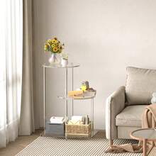 Transparent Acrylic 3-Layer Round Side Table, Modern Stepped Bedside Table Or Plant Stand, Suitable For Living Room, Bedroom Or Entrance. - Transparent - View 5