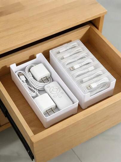 8pcs/Set Cable Management Storage Box Set: Includes 1 Large Storage Box And 7 Small Storage Boxes. Ideal For Organizing Power Cords In Office Or Home. Can Also Be Used To Store Desktop Accessories, Stationery, And Various Small Items. Very Practical!