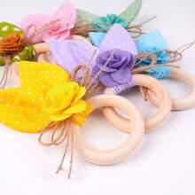 6 Pcs Easter Bunny Ears Napkin Rings Set Creative Dot Rabbit Ears Napkin Ring Holders With Flower Farmhouse Tissue Rings For Spring Dining Table Party Holiday Decor - Multicolor - View 4