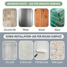 2pcs Self-Adhesive No Drill Curtain Rod - Heavy Duty Curtain Pole Suitable For Bathroom, Bedroom, Living Room - Install, -Free Removal, Style Window Rod - 2pc - View 6