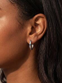 一对星月耳环，蓝色锆石耳扣，925纯银，优雅创意耳环，精致珠宝礼品，适合女孩日常、约会、派对及各种场合佩戴 - 款式2 - 查看 3