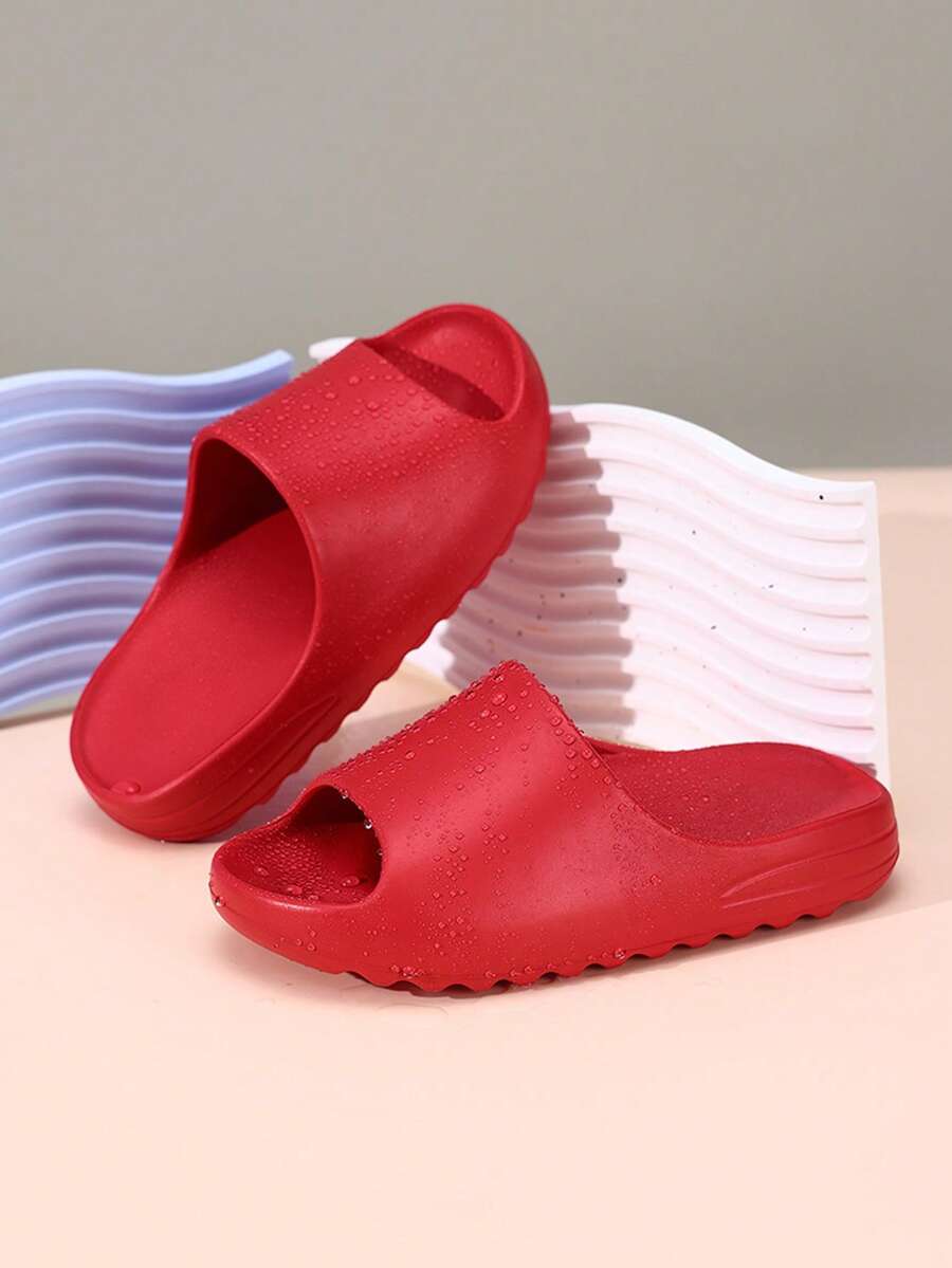 Simple, Cute, Casual, Non-Slip, Wear-Resistant, Lightweight, Comfortable, And Versatile Children's Flat Slippers For Boys And Girls - Red - View 1