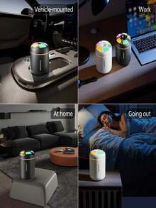 1个迷你USB车载加湿器，ABS多功能夜灯冷雾加湿器，室内香薰加湿器，USB供电，2种工作模式，7色LED氛围灯，自动关机，静音喷雾，日常加湿，便携式精油香薰机，车载空气净化器，适用于家居装饰、办公室、客厅、汽车及女性礼物 - 多色 - 查看 5