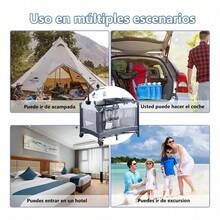 Cuna Corral Bebe Colecho Plegable Con Cambiador Y Ruedas - Gris - Ver 9