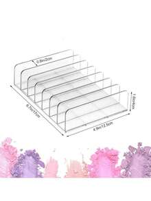 Organizador de maquillaje con cajones para paletas de sombras de ojos, polvos y separadores transparentes, caja de almacenamiento de plástico con soporte de exhibición de cosméticos para rubor en el escritorio, para vacaciones en la playa, colección de baño, colección de dormitorio, gran capacidad - transparente - Ver 9