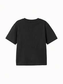 Balabala 儿童休闲纯棉短袖T恤，印花图案，夏季 - 黑色 - 查看 2