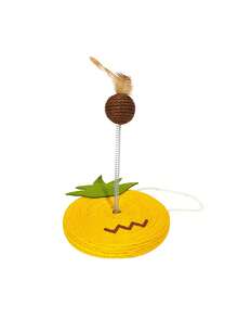 1件装全新益智趣味互动天然材质弹簧摇摆毛绒球羽毛云朵菠萝牛油果剑麻猫抓板摇摆玩具，悬挂式咀嚼清洁宠物玩具，适合所有犬猫，促进亲子互动，缓解焦虑，释放天性，无需电池 - 彩色 - 查看 14