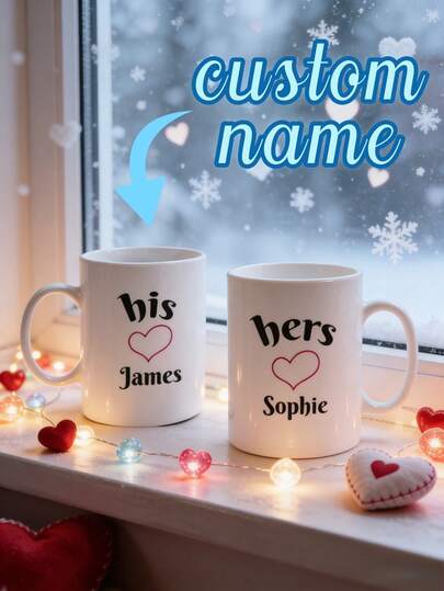 1pc Custom Valentine's Day Mug With Personalized Tex, Custom Text For A Sweet And Practical Gift For Loved Ones