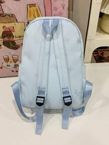 1个情侣蝴蝶印花尼龙多隔层拉链休闲背包，适合校园情侣、年轻情侣日常使用、短途旅行、情人节/周年纪念礼物 - 彩色 - 查看 7