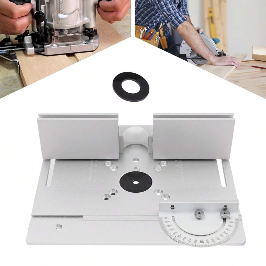 Router Table Insert Plate 9.45x7.87Inch Aluminum Alloy Woodworking Router Plate With Miter Gauge And Router Fence. Precise Scale Engraving Router Table Insert Ring Kit With 2 Acrylic Gaskets. Durable Silver Router Lift Plate For Woodworking Benches. - 銀色 - 查看 1